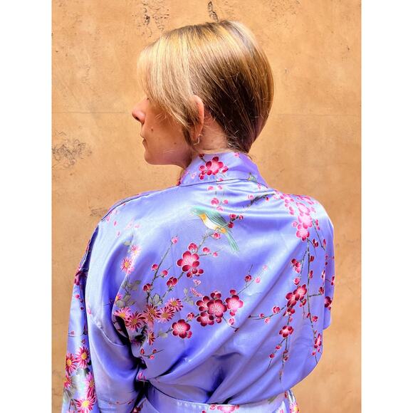 Vintage kimono robe in purple, made in Japan, size 10 - Picture 2 of 5